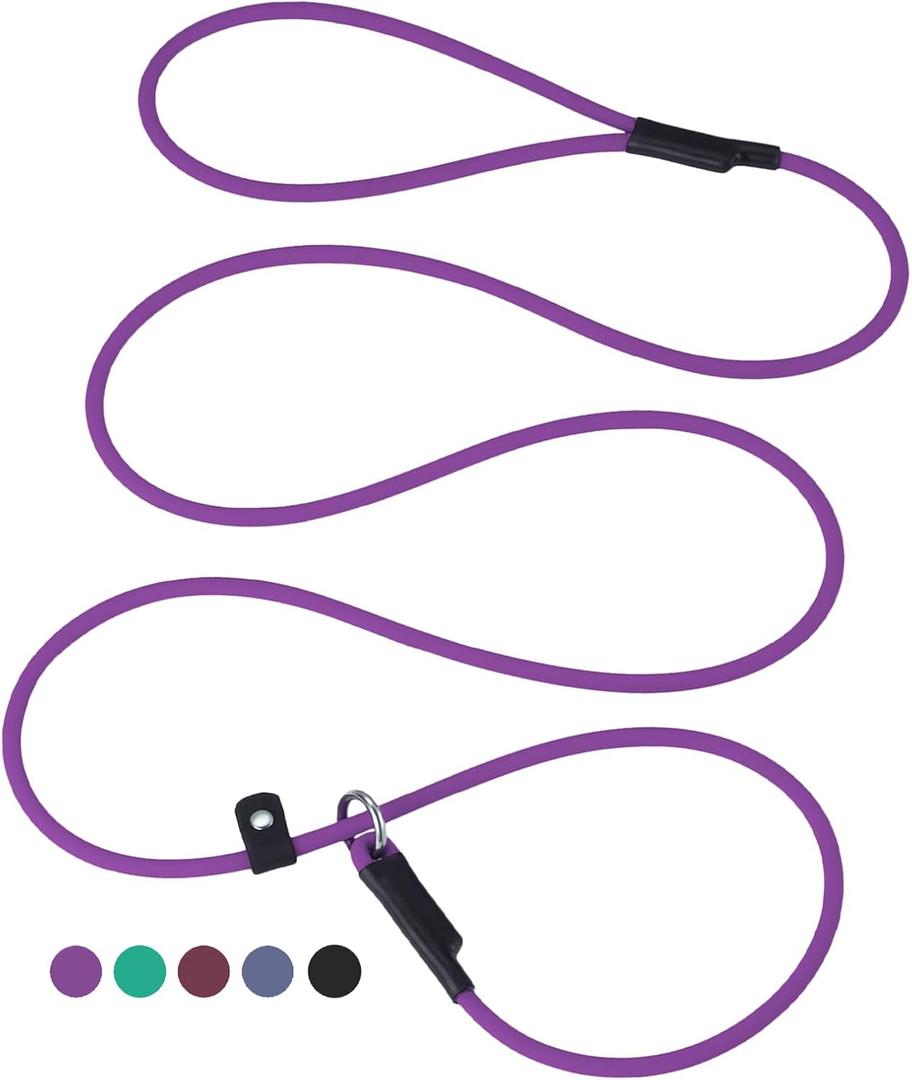 Slip Lead Dog Slip Leash -5FT Purple Waterproof PVC Pet Leashes Dogs Training Leashes Training Leads Long-Lasting Slip Collar Slip Lead for Small Large, Medium Pets (5ft * 1/4'')