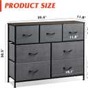 WLIVE 7 Drawer Dresser TV Stand, Entertainment Center, Media Console Table with Metal Frame and Wood Top for TV up to 45 inch, Chest of Drawers for Bedroom, Living Room, Dark Grey, 11.8"D x 39.4"W x 30.5"H