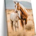 Farmhouse Horse Canvas Wall Art Country Style Colt Wall Decor Pictures Modern Farm West Animal Poster Painting Print for Living Room Bedroom Office Artwork Home Decoration 16x24in Framed