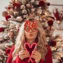 Christmas Hair Band Red Tree Head Band with Red Green Ribbon Holly Design Red 2026 Glasses Photo Props for Women and Girl Hair Accessories for Christmas Party or Festival Decoration Wear 2PCS