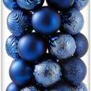 34ct Navy Blue Christmas Ball Ornaments Shatterproof Plastic Christmas Tree Decorations for Xmas Party Home Office Holiday Decor -Medium Size (2.36"/ 60mm)