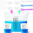 Creahaus 1000ML Large Silicone Measuring Cups for Resin, Easy to Read 36oz Silicone Mixing Bowl with 100ML Mixing Cup, Easy Clean Reusable Epoxy Resin Supplies with Stir Stick, Pipettes (Black)