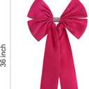 Meseey 36x18 Inches Extra-Large Christmas Tree Topper Bow Hot Pink Velvet Ribbon Gift Bows for Christmas Home Decor, Outdoor Indoor Car Decoration (Hot Pink)