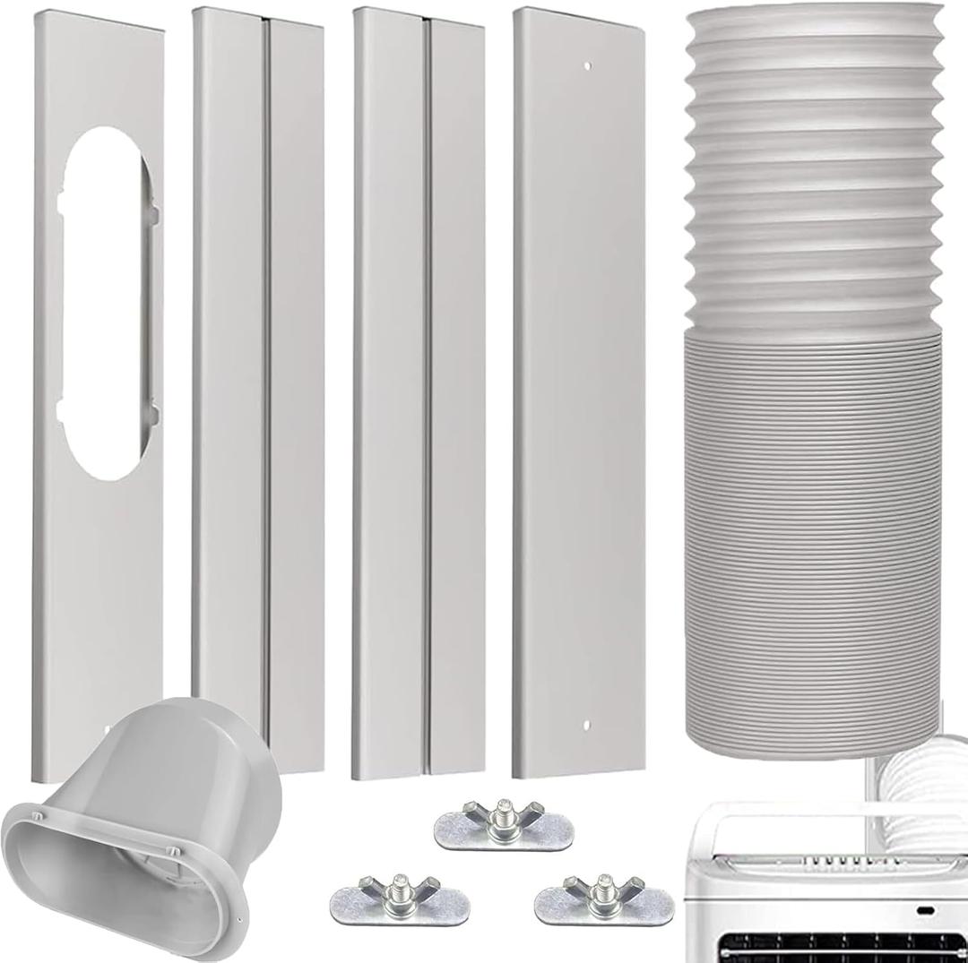 Portable AC Window Vent Kit with 5.9" Exhaust Hose Universal Portable Air Conditioner Window Seal Kit Adjustable 59 Inch Length Exhaust Hose for Sliding Horizontal&Vertical Windows