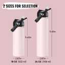 Fijinhom 24oz Insulated Stainless Steel Water Bottle, Wide Mouth Double Wall Vacuum, Silicone Straw, Sweat & Leak Proof, BPA Free Insulated Water Flask for Travel, Keep Cold 24h Hot 12h, Light Pink