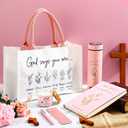 Thenshop 6 Pcs Mother's Day Christian Gift Set for Women Faith, Inspirational Religious Gifts for Women, Catholic Christmas Birthday Gifts for Women Friends, Mother, Sister, Wife(Pink,Bible)