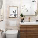 MODE HOME 14 x 11" Funny Bathroom Wall Art, Humorous Bath room Decor Wall Art with Torched Brown Wooden Frame, Decorative Bathroom Pictures Wall Decor