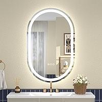 SMIROR Oval Backlit LED Bathroom Mirror, 24x36 Pill-Shaped Lighted Vanity Mirror with Lights for Wall, Dimmable, 3 Colors Lighting, Anti-Fog, Memory Function (Horizontal/Vertical)