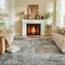 5x7 Area Rugs, Modern Abstract Rug with Anti Slip Backing, Stain Resistant Washable Rugs for Living Room, Non-Shedding Machine Washable Area Rug, Yellow/Grey, 5'x7'