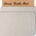 Stone Bath Mat, 2 Pack Diatomaceous Earth Shower Mat, Non-Slip Super Absorbent Quick Drying Bathroom Floor Mat, 24x15, Greyish White