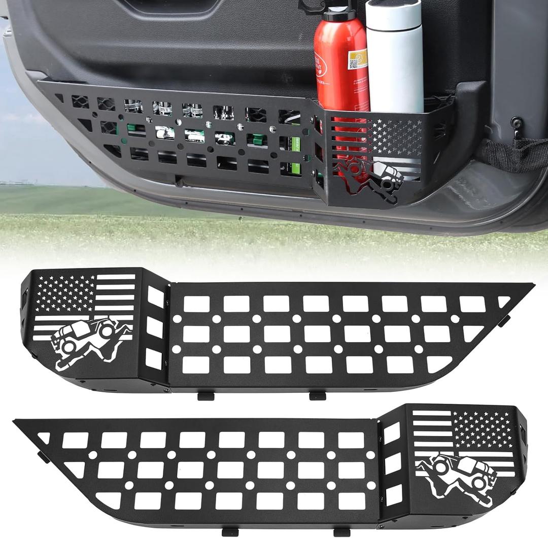 Door Storage Pockets Fit for Jeep Wrangler Accessories & Jeep Gladiator Accessories, Front Door Storage Fit for Jeep Wrangler JL JLU 4XE & Gladiator JT 2018-2025 2PCS
