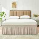 Biscaynebay Wrap Around Bed Skirts for Queen Beds with Short Drop of 12", Light Camel Adjustable Elastic Dust Ruffles Easy Fit Wrinkle Resistant Silky Luxurious Fabric Machine Washable