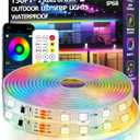 100FT Outdoor LED Strip Light Waterproof,IP68 Outside RGB+IC Light Strip with App/Remote Control,Chase Mode,Music Sync Light for Balcony,Deck,Rooftop, Garden, Pool