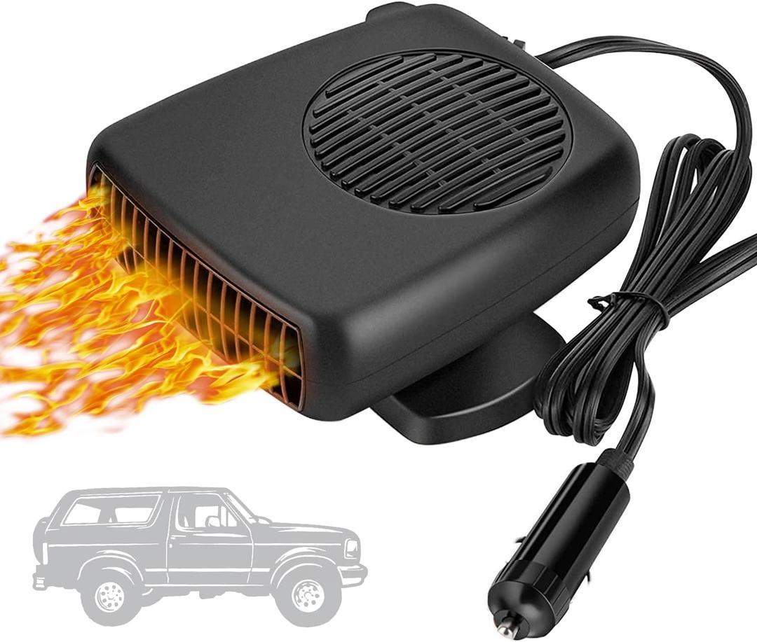 Portable Car Heater 12V 150W, 2-in-1 Defroster & Air Circulator with 360° Swivel for All Vehicles, Trucks, SUVs (Cigarette Lighter Plug)