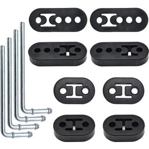 Rubber Exhaust Hanger,2 Holes and 4 Holes Adjustable Muffler Hanger(0.47" Hole Diameter),90Bend Universal Weld in Place Exhaust Hanger Rod (12 PCS)