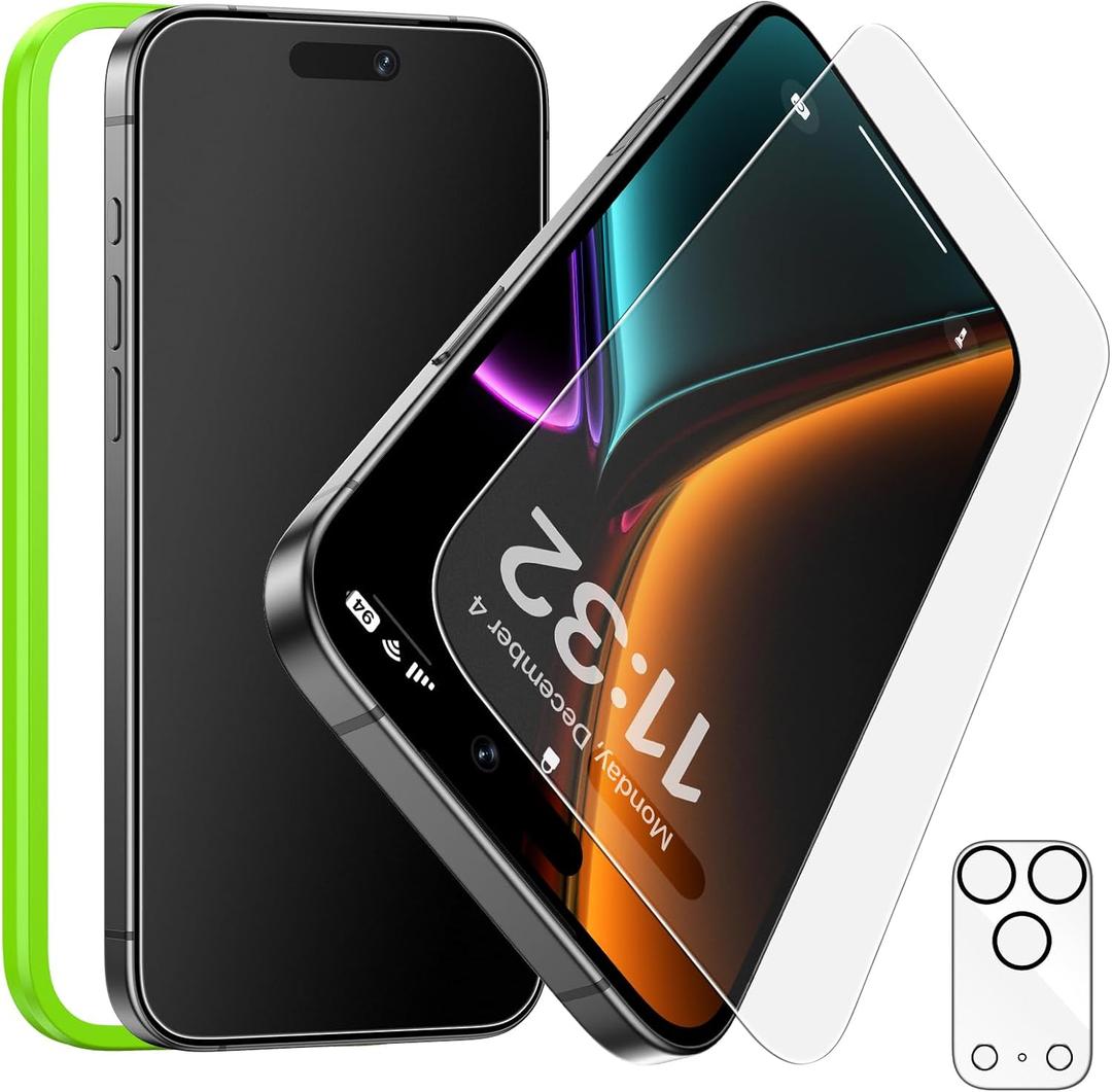 Esanik 1 Pack for iPhone 17 Pro Max Matte Glass Screen Protector + 1 Camera Lens Protector - Anti-Glare, Anti-Fingerprint, Anti-Reflection, 9H Hardness, Smooth Touch, Easy Installation Frame Included