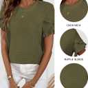 Spring Summer Women's Casual Tops, Cute Ruffle Short & Long Sleeve Crew Neck Blouses, Soft Textured Relaxed Fit Shirts (Green, XXL)