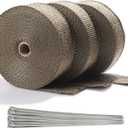 ARTR 2" x 50' Titanium Exhaust Header Heat Wrap 3 Rolls with 30PCS 11.8 Inch Stainless Steel Locking Ties