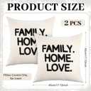 Booson 2 Pcs Farmhouse 18x18 Embroidered Pillow Covers for Sofa Bedroom | Set of 2 Farmhouse Embroidered Pillow Covers, 18x18 with Love & Family Embroidery, Rustic Decor for Bedroom, Couch & Sofa