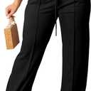 Tycorwd Women's Plus Size Casual Wide Leg Pants High Waisted Drawstring Baggy Sweatpants Elastic Straight Leg Lounge Pants (Black, XXXL)