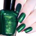 COSMOO Glitter Dark Green Nail Polish, Deep Quick Dry Nail Lacquer, Shiny Shimmer Nails Art Varnish, 12ml (0.41 fl oz)
