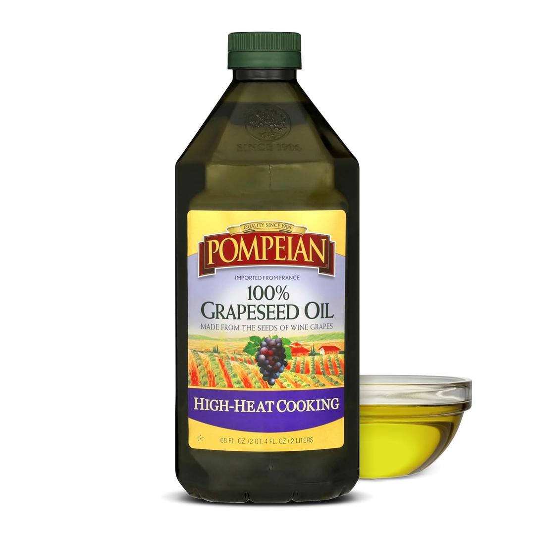 Pompeian 100% Grapeseed Oil, Light and Subtle Flavor, 68 Fl Oz