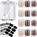 Tioncy 12 Pcs Ice Cream Bar Supplies Sugar Bowls with Lid and Spoon Acrylic Candy Dispenser Party Bar Hot Cocoa Sundae Caramel Apple Dipping Container with Tag (8 oz,Clear)