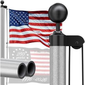 SCWN Heavy Duty Flag Pole - 25 FT 12 Gauge Extra Thick Aluminum Flagpole Kit with 5x3 Nylon Embroidered Flag for Outside House In Ground - 110MPH Wind