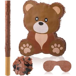 Seematn Bear Themed Birthday Party Decorations Animal Themed Birthday Party Supplies with Blindfold Stick and Confetti for Girls Boys Kids
