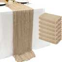 6Pack Beige Cheesecloth Table Runner 10Ft Gauze Table Runner Beige Cheese Cloth Table Runners Long Sheer Fabric Tablerunners for Wedding Party Bridal Shower Thanksgiving Christmas