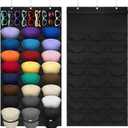 Hat Organizer Racks for Baseball Caps and Sunglasses, Hat Rack for Wall, Sunglass Organizer 24 Pockets 9 Holes(Black)