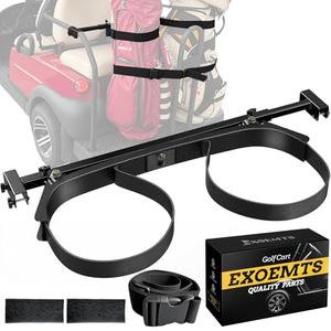 EXOEMTS Heavy Duty Upgraded Golf Cart Bag Holder, Adjustable Rear Seat Bracket for 2+2 Golf Cart with 1" Square Tube, No Drilling Bag Holder Attachment for Club Car, EZGO, Yamaha, Include Hook & Loop