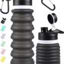 Nefeeko Collapsible Water Bottle, 26oz Silicone Foldable Water Bottles Leakproof BPA Free Travel Water Bottles with Carabiner, Portable Sport Water Bottles for Camping,Hiking Outdoor Indoor Sport