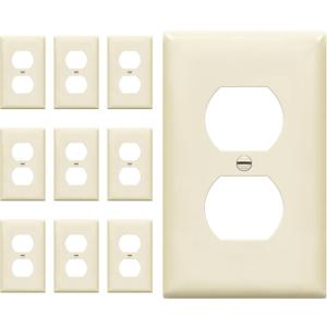 ENERLITES Duplex Receptacle Outlet Wall Plate, Size 1-Gang 4.50" x 2.76", Unbreakable Polycarbonate Thermoplastic, UL Listed, 8821-LA-10PCS, Light Almond (10 Pack)