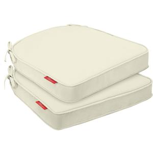 Pcinfuns Outdoor Chair Cushions 17"x16"x3" Set of 2,Memory Foam Seat Cushion for Patio Furniture with Ties,Removable Cover Hidden Zipper Round Corner for Yard Garden,Beige