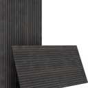 4-Piece Wood Slat Wall Panel for Interior Wall Decor Noise Cancelling 47.2" x 23.6" Peel and Stick Acoustic Decorative 3D Sound Absorbing Wall Paneling, Black Grey