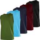 Real Essentials 5 Pack: Boys Dry-Fit Active Athletic Performance Tank Top, Small