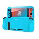 Teyomi Protective Silicone Case for Nintendo Switch, , 2 Storage Slots for Game Cards, Shock-Absorption & Anti-Scratch (Blue)