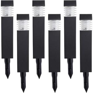 Sterno Home Bollard Outdoor Landscape and Pathway Solar LED Lights, 6Pk, Black