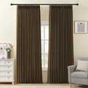 Living Room Pleated Curtains 96 Inches Long, Pinch Pleated Semi Sheer Curtain Rustic Textured Light Filtering Memory Trained Drapes with Hooks Rings for Bedroom, Dark Chocolate, W40xL96, 2 Panel