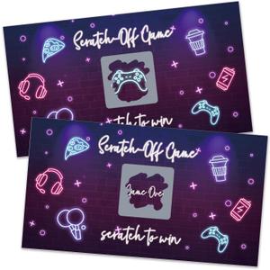 4 x REWIDPARTY 32 Pcs Video Game Theme Scratch Off Cards, Game Night Scratch Off Tickets, Neon Lottery Prize Raffle Tickets for Baby Shower, Funny Birthday Party Supplies Decorations for Family Friend