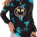 Remidoo Women's Tie Dye Long Sleeve T Shirt Graphic Tees Crewneck Oversized Tshirts Black Medium (Black, M)