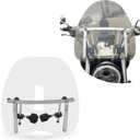 ECOTRIC Universal 18"x16" Clear Windshield Compatible with Harley Davidson Honda Kawasaki Suzuki Yamaha Motorcycle Transparent Windscreen w/Chrome Standard Hardware