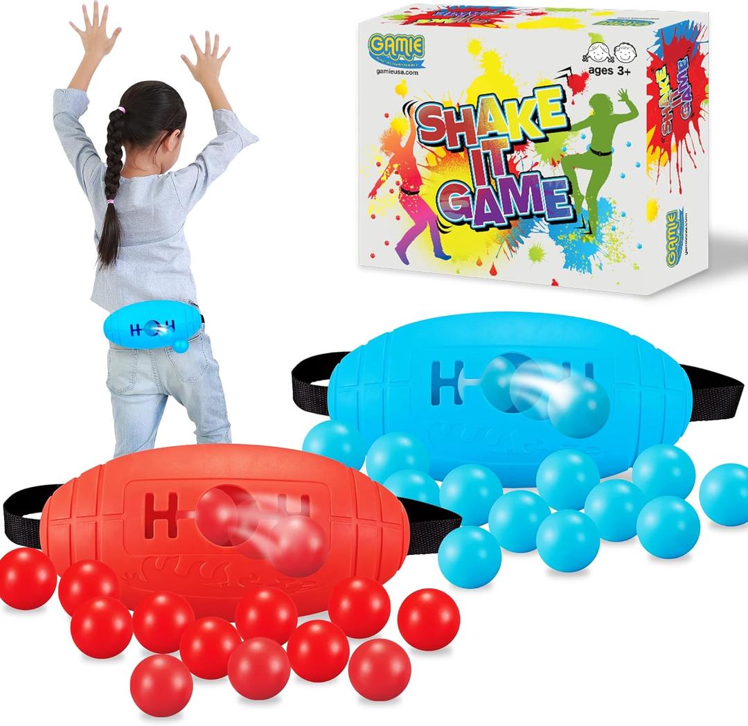 Gamie Shaking Swing Balls Game - Minute to Win it Games - Complete Kids Outdoor Game Set With 2 Containers and 24 Balls - Fun Outdoor Games for Kids Party Ages 4-8