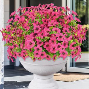 Elyum Artificial Flowers for Outdoors, 9 Bundles Artificial Plants & Flowers Outdoor, UV Resistant Faux Flowers Outdoor Fake Flowers for Outside Porch Window Box Decoration(Rose Red)