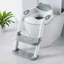 SKYROKU Toilet Potty Training Seat with Step Stool Ladder, Toddler Potty Seat for Kids and Toddler Boys Girls, Splash Guard and Safety Handles(Grey)