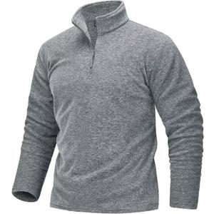TACVASEN Mens Quarter Zip Sweatshirt Long Sleeve Pullover 1/4 Zip Up Golf Shirt for Men Winter Fleece Lined Thermal Sweater (Gray, XXXL)