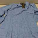 Womens V Neck Long Sleeve Cable Knit Fall Dresses Elegant Babydoll Sweater Dress, Blue, M