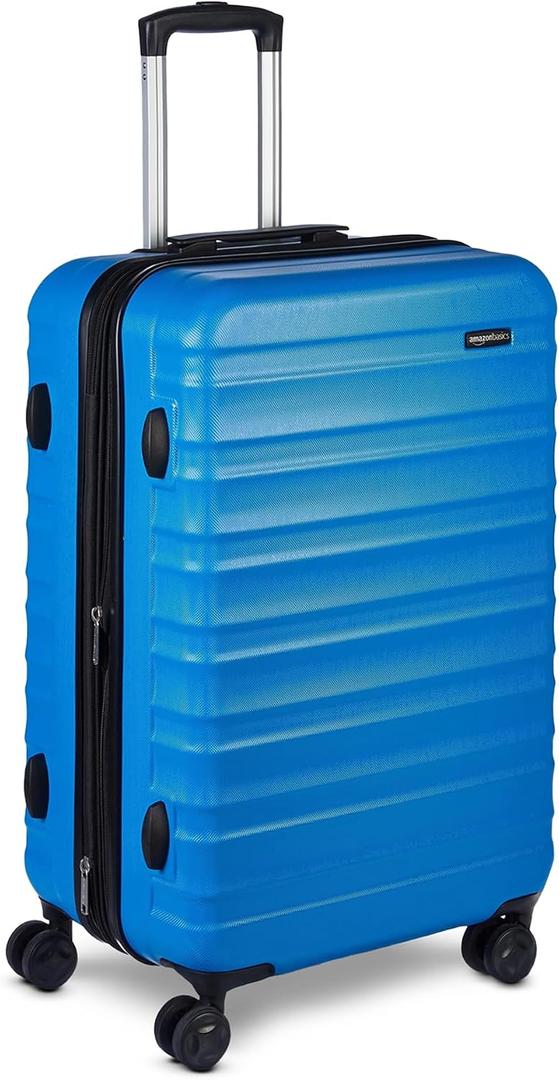 Amazon Basics 26" Hardside Medium Checked Luggage, Expandable For Up to 15% More Space, With Scratch-Resistant Surface, Four Multi-directional Wheels, Light Blue