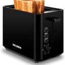 2Slice Toaster, NIKLEMON Full Stainless Steel Toaster with LED Display, Touch Buttons with Long Extra Wide Slots, Bagel, Defrost, Reheat, Cancel Functions, Removable Crumb Tray, 1300W Black